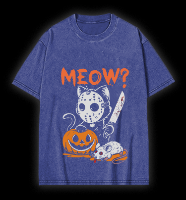 Friday the 13th Cat Vintage Washed 100% Cotton T-Shirt - TheDrunkShark