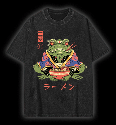 Frog Noodle Vintage Washed 100% Cotton T-Shirt - TheDrunkShark