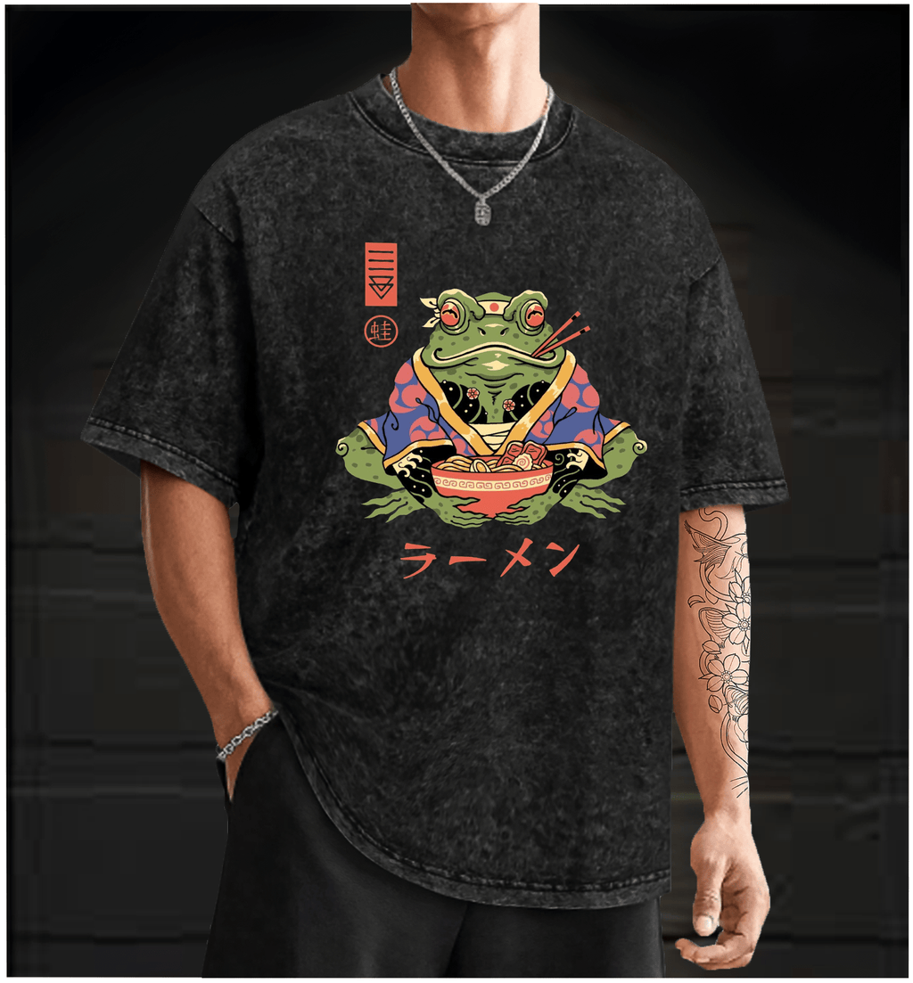 Frog Noodle Vintage Washed 100% Cotton T-Shirt - TheDrunkShark