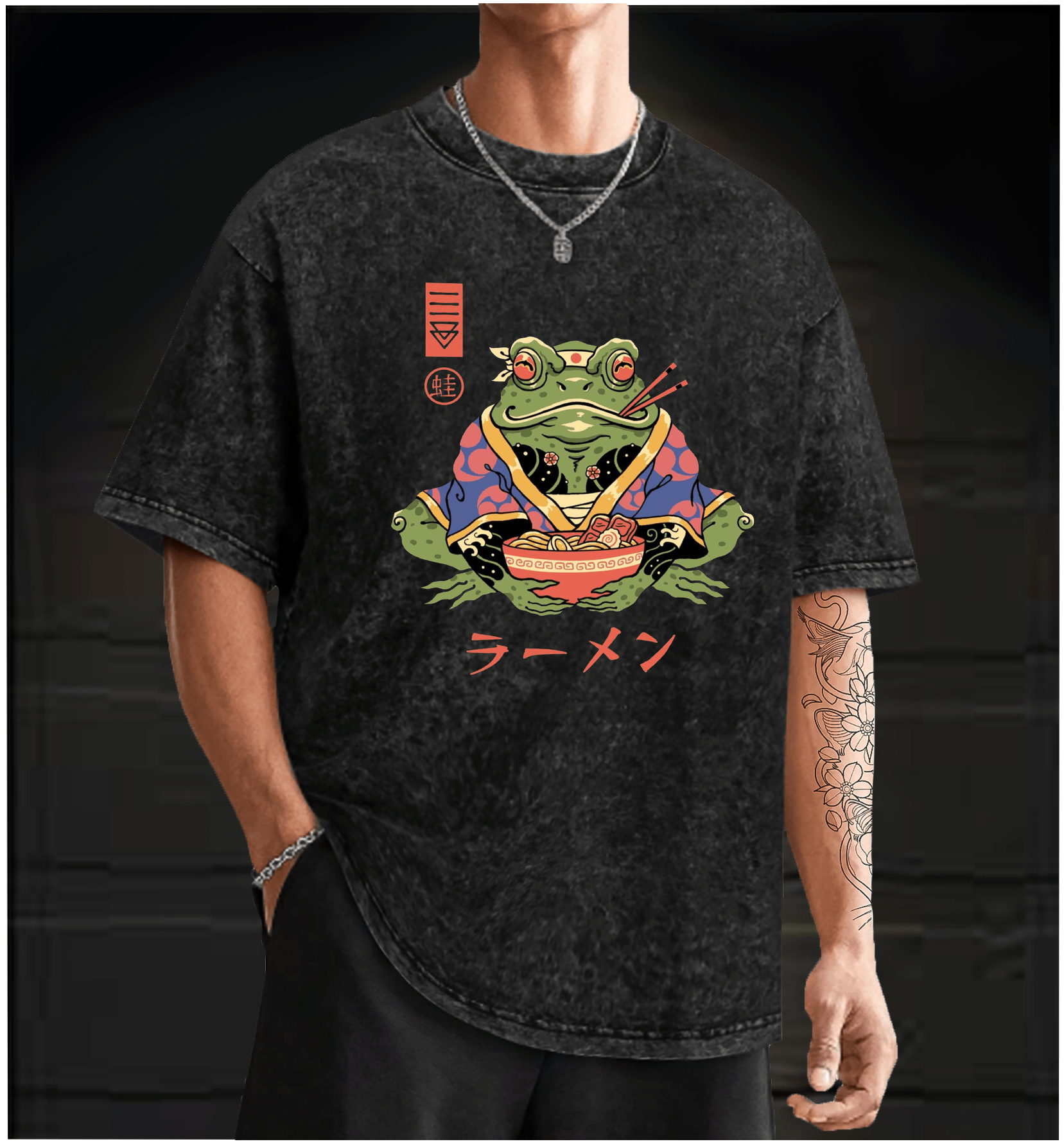 Frog Noodle Vintage Washed 100% Cotton T-Shirt - TheDrunkShark