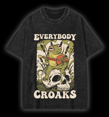  Frog on Skull  Vintage Washed 100% Cotton T-Shirt - TheDrunkShark