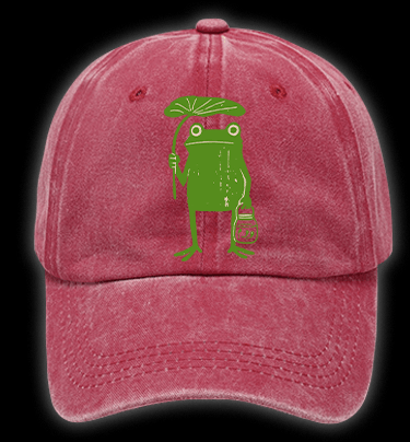 Frogs Taking Shelter From The Rain Vintage Washed 100% Cotton Baseball Hat - TheDrunkShark