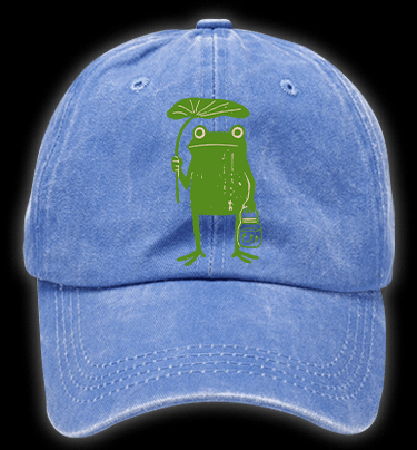 Frogs Taking Shelter From The Rain Vintage Washed 100% Cotton Baseball Hat - TheDrunkShark