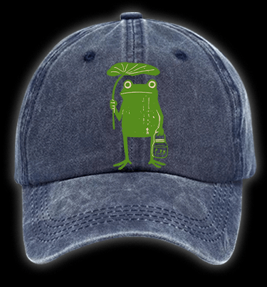 Frogs Taking Shelter From The Rain Vintage Washed 100% Cotton Baseball Hat - TheDrunkShark