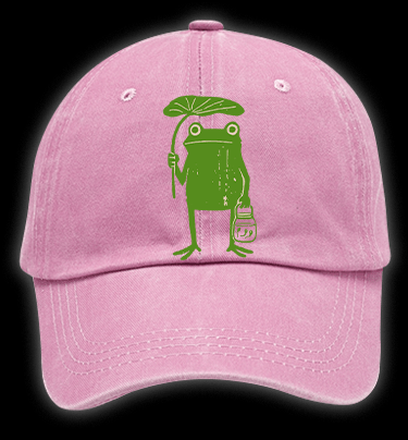 Frogs Taking Shelter From The Rain Vintage Washed 100% Cotton Baseball Hat - TheDrunkShark