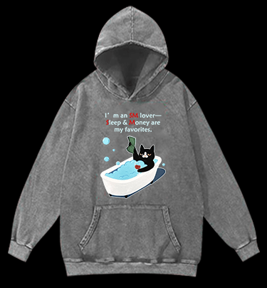 Funny Cat Vintage Washed 100% Cotton Hoodie - TheDrunkShark