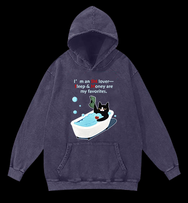 Funny Cat Vintage Washed 100% Cotton Hoodie - TheDrunkShark