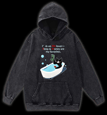 Funny Cat Vintage Washed 100% Cotton Hoodie - TheDrunkShark