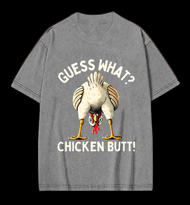 Funny Chicken Butt Meme Vintage Washed 100% Cotton T-Shirt - TheDrunkShark