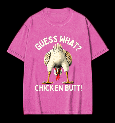 Funny Chicken Butt Meme Vintage Washed 100% Cotton T-Shirt - TheDrunkShark