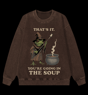 Funny Frog Soup Classic Vintage Washed 100% Cotton Sweatshirt - TheDrunkShark