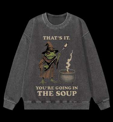 Funny Frog Soup Classic Vintage Washed 100% Cotton Sweatshirt - TheDrunkShark