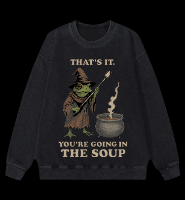 Funny Frog Soup Classic Vintage Washed 100% Cotton Sweatshirt - TheDrunkShark