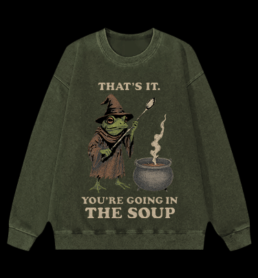 Funny Frog Soup Classic Vintage Washed 100% Cotton Sweatshirt - TheDrunkShark