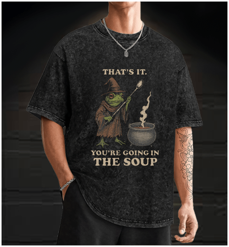 Funny Frog Soup Classic Vintage Washed 100% Cotton T-Shirt - TheDrunkShark