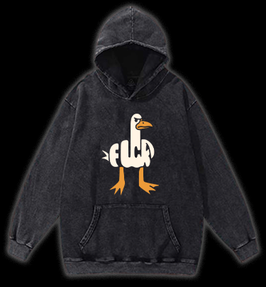 Funny Fuck Duck Vintage Washed 100% Cotton Hoodie - TheDrunkShark