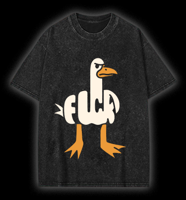 Funny Fuck Duck Vintage Washed 100% Cotton T-Shirt - TheDrunkShark