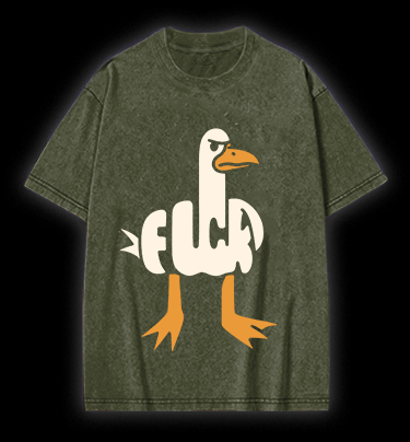 Funny Fuck Duck Vintage Washed 100% Cotton T-Shirt - TheDrunkShark