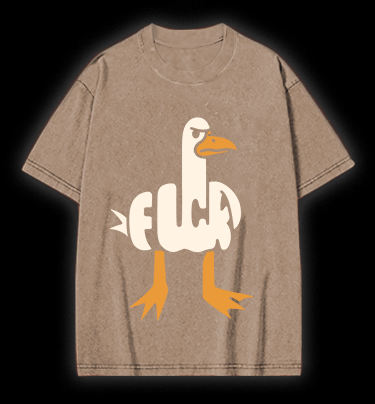 Funny Fuck Duck Vintage Washed 100% Cotton T-Shirt - TheDrunkShark