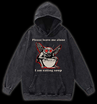 Funny Moth's Soup Time Vintage Washed 100% Cotton Hoodie - TheDrunkShark