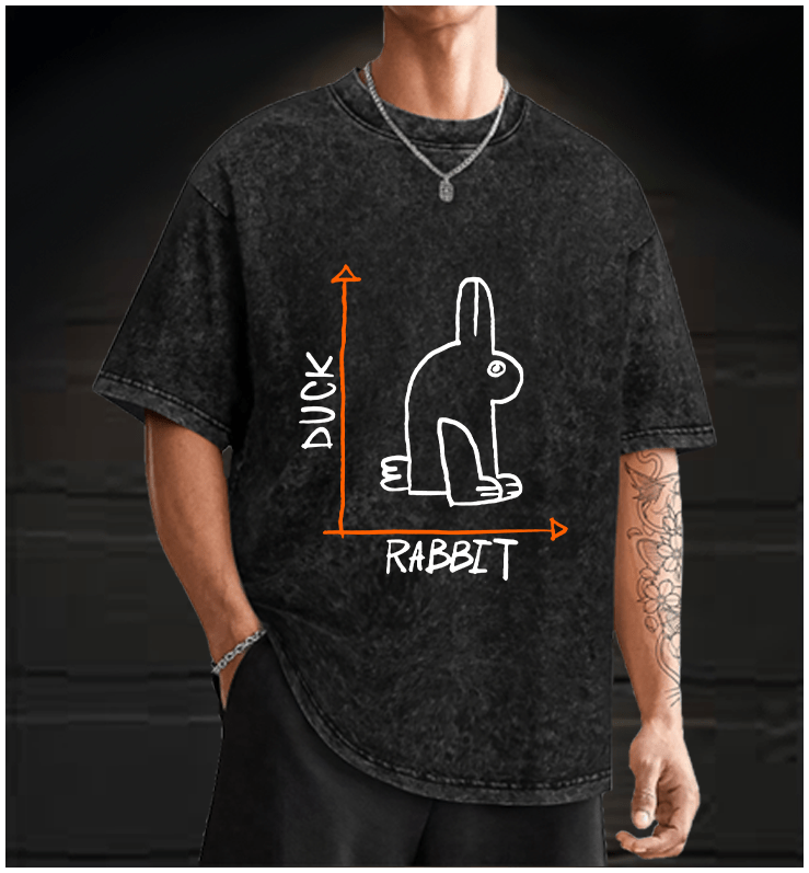 Funny Science Duck Rabbit Vintage Washed 100% Cotton T-Shirt - TheDrunkShark