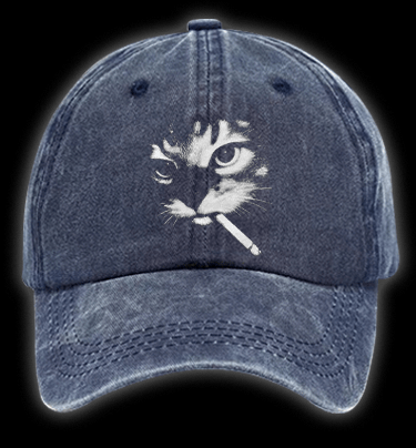 Funny Smoking Cat Meme Vintage Washed 100% Cotton Baseball Hat - TheDrunkShark