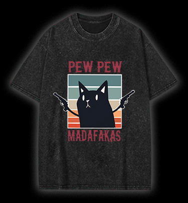 Gangster Cat Vintage Washed 100% Cotton T-Shirt - TheDrunkShark