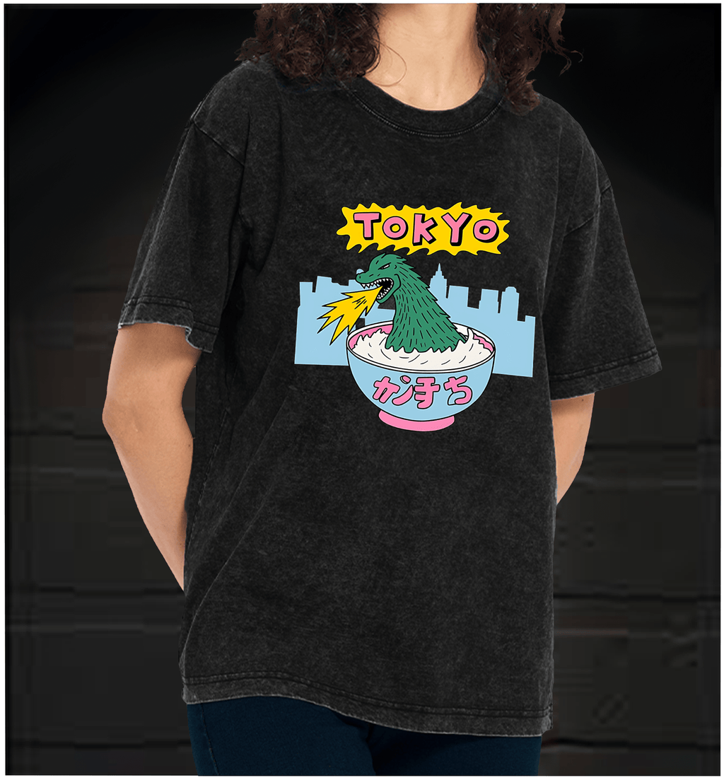 Godzilla Ric Vintage Washed 100% Cotton T-Shirt - TheDrunkShark