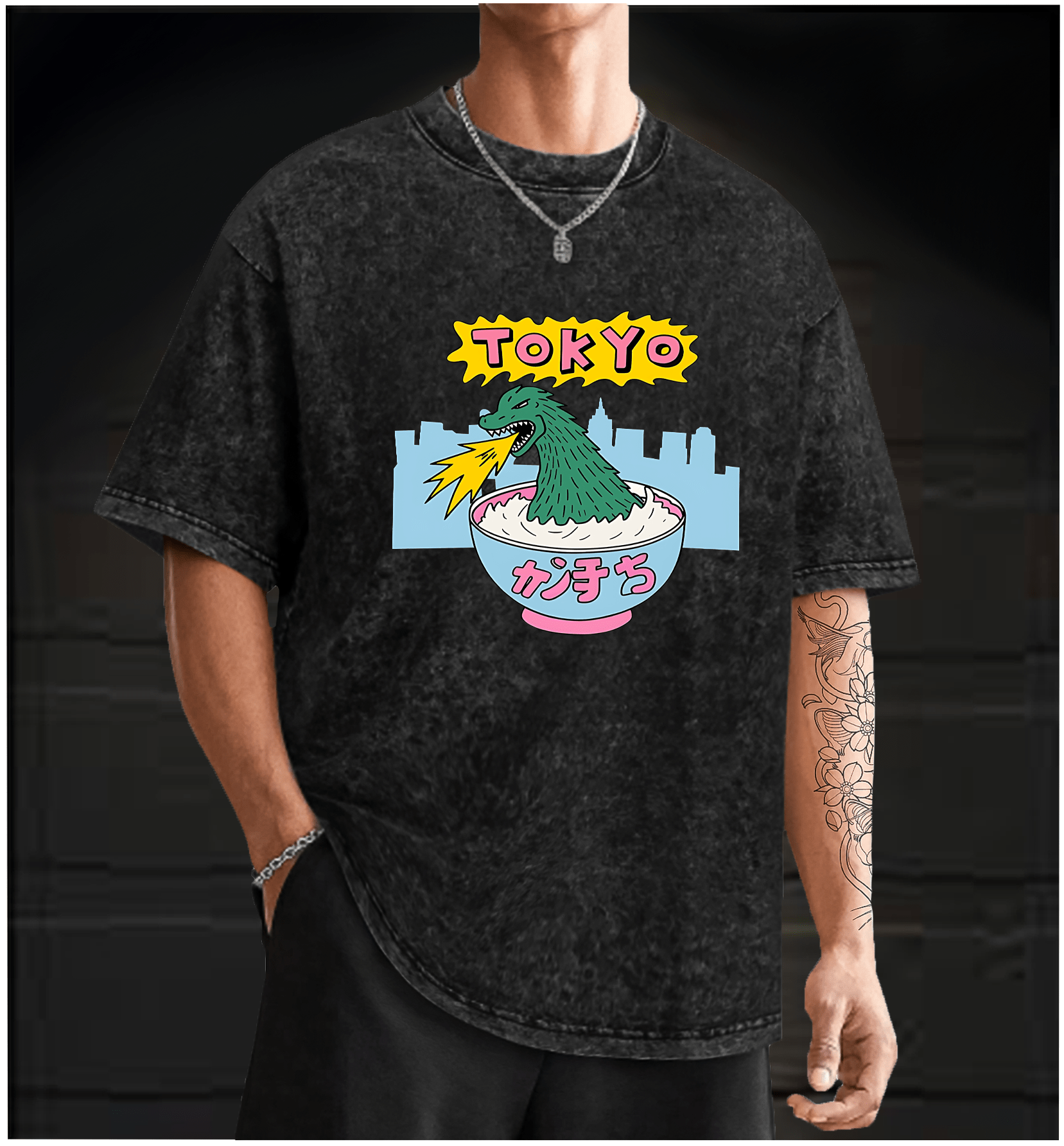 Godzilla Ric Vintage Washed 100% Cotton T-Shirt - TheDrunkShark