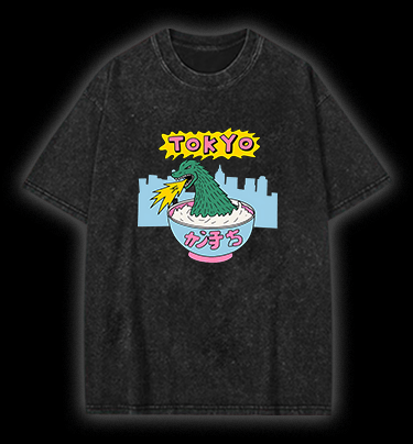 Godzilla Ric Vintage Washed 100% Cotton T-Shirt - TheDrunkShark