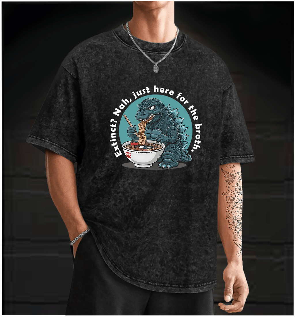 Godzilla??£¤s Ramen Time Vintage Washed 100% Cotton T-Shirt - TheDrunkShark