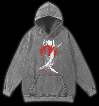 Gojira Metallic Leviathan Rising Monster Vintage Washed 100% Cotton Hoodie - TheDrunkShark