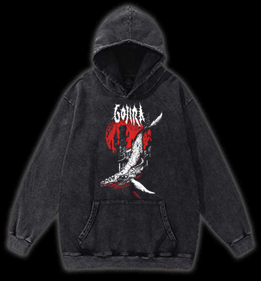 Gojira Metallic Leviathan Rising Monster Vintage Washed 100% Cotton Hoodie - TheDrunkShark