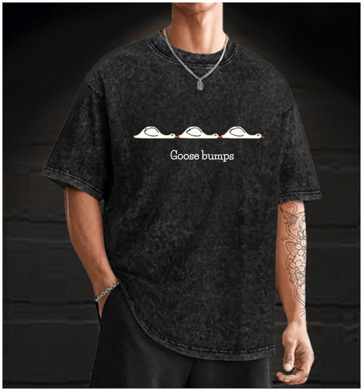 Goose bumps Vintage Washed 100% Cotton T-Shirt - TheDrunkShark