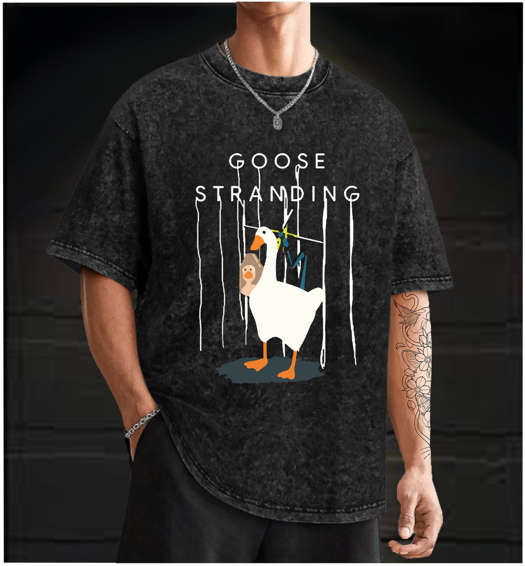  Goose Stranding  Vintage Washed 100% Cotton T-Shirt - TheDrunkShark