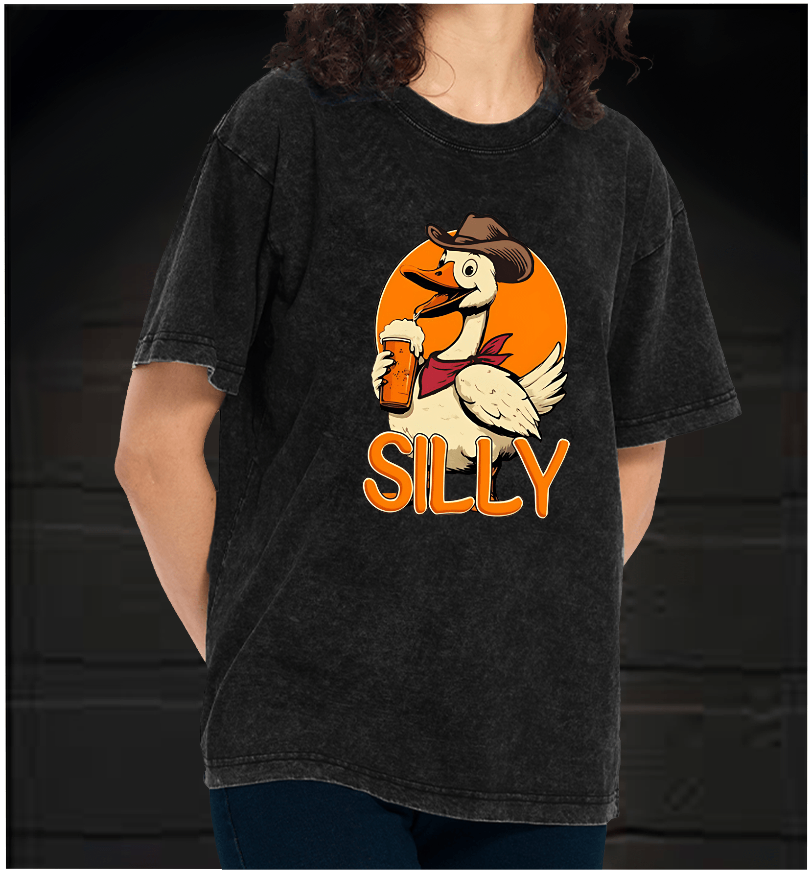 Goose's Cowboy Beer Time Vintage Washed 100% Cotton T-Shirt - TheDrunkShark