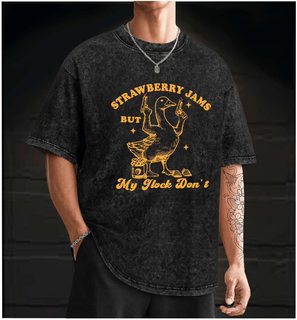 Goose's Gun and Strawberry Jam Vintage Washed 100% Cotton T-Shirt - TheDrunkShark