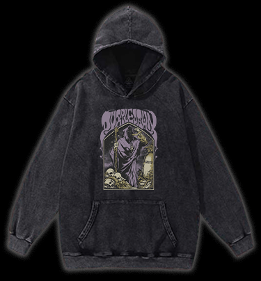 Grim Reaper Vintage Washed 100% Cotton Hoodie - TheDrunkShark