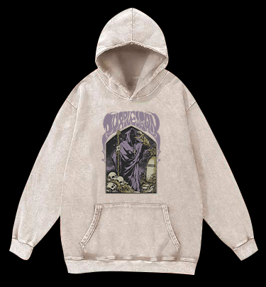 Grim Reaper Vintage Washed 100% Cotton Hoodie - TheDrunkShark