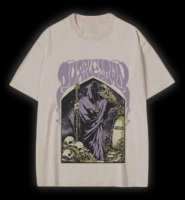 Grim Reaper Vintage Washed 100% Cotton T-Shirt - TheDrunkShark