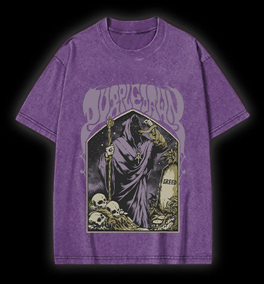 Grim Reaper Vintage Washed 100% Cotton T-Shirt - TheDrunkShark