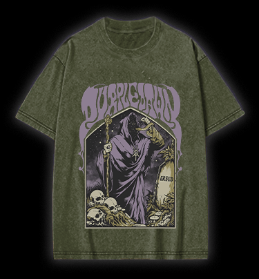 Grim Reaper Vintage Washed 100% Cotton T-Shirt - TheDrunkShark