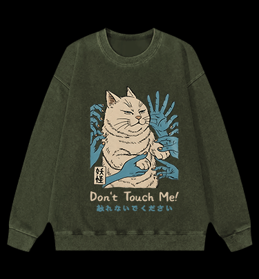 Grumpy Cat Vintage Washed 100% Cotton Sweatshirt - TheDrunkShark