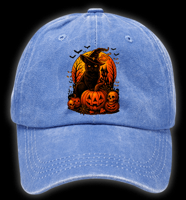 Halloween Cat Magic Vintage Washed 100% Cotton Baseball Hat - TheDrunkShark