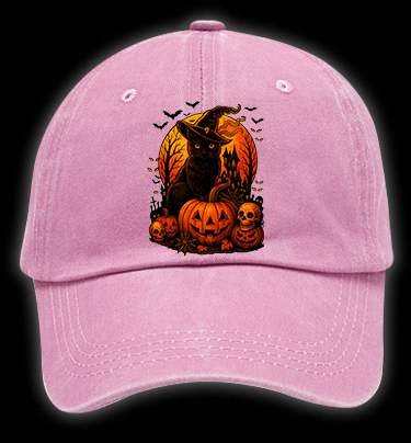 Halloween Cat Magic Vintage Washed 100% Cotton Baseball Hat - TheDrunkShark