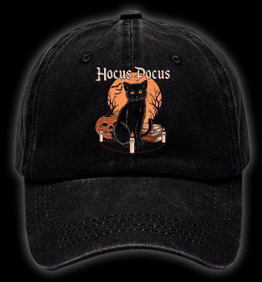 Halloween Cat Spell Vintage Washed 100% Cotton Baseball Hat - TheDrunkShark