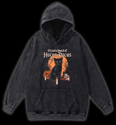 Halloween Cat Spell Vintage Washed 100% Cotton Hoodie - TheDrunkShark