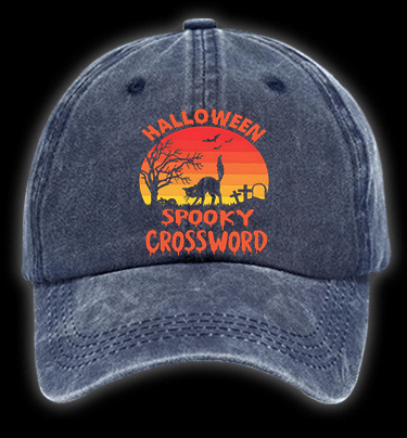 Halloween Crossword Fun Vintage Washed 100% Cotton Baseball Hat - TheDrunkShark