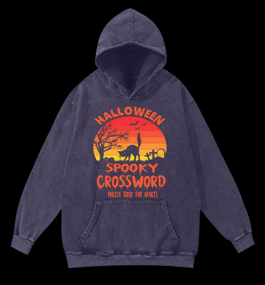 Halloween Crossword Fun Vintage Washed 100% Cotton Hoodie - TheDrunkShark