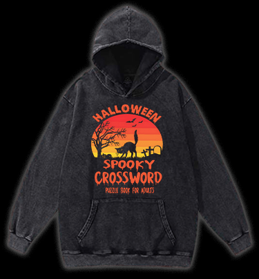 Halloween Crossword Fun Vintage Washed 100% Cotton Hoodie - TheDrunkShark